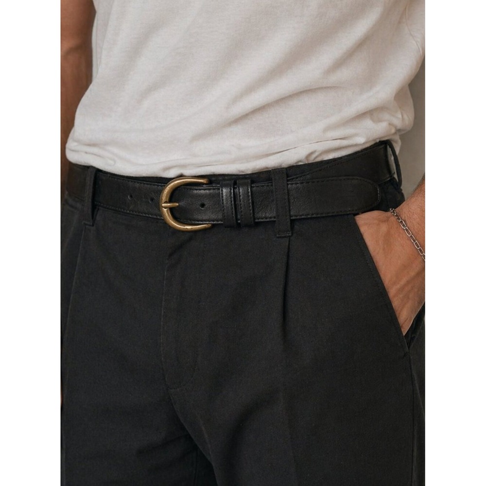 Coach Vintage 8400 Black Glove Tanned Leather Brass Buckle Belt Mens Medium